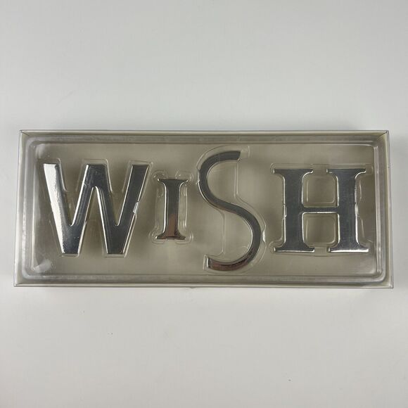 Pottery Barn “WISH” Board Shadow Box Push Pin Letters Chrome Silver 3” Manifest - Picture 2 of 9